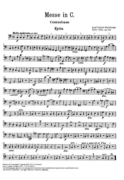 J. Rheinberger: Missa in C op. 169 / Einzelstimme Kb.