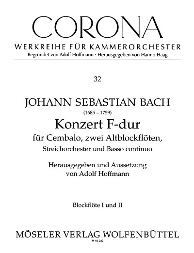J.S. Bach: Konzert F-Dur BWV 1057, 2AbflStrBc (ABlf1,2)