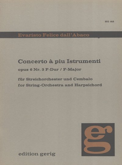 E.F. Dall'Abaco: Concerto a piu Istrumenti , StrCemb (Part.)