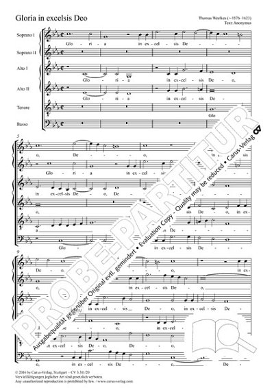 DL: T. Weelkes: Gloria in excelsis Deo c-Moll (Part.)