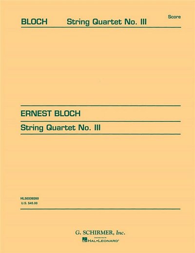 E. Bloch: String Quartet No. 3, 2VlVaVc (Part.)