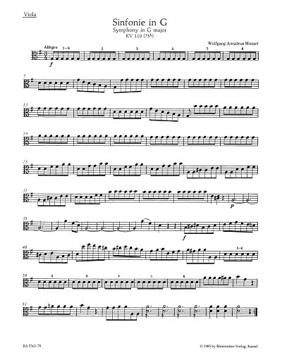 W.A. Mozart: Sinfonie Nr. 12 G-Dur KV 110 (75b), Sinfo (Vla)