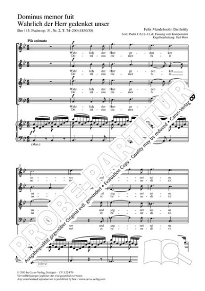 F. Mendelssohn Bartholdy y otros.: Wahrlich der Herr gedenket unser B-Dur (1835)