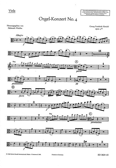 G.F. Händel: Orgel-Konzert Nr. 4 F-Dur op. 4/4 HWV 292