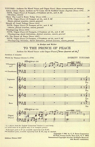 Titcomb Everett: Anthem: To the Prince of Peace
