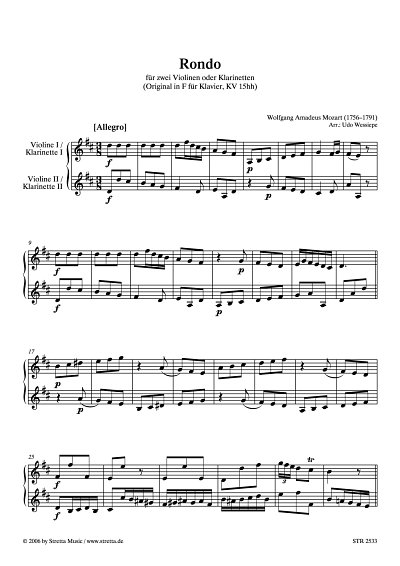 DL: W.A. Mozart: Rondo KV 15hh, bearbeitet fuer zwei Violine