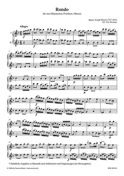 DL: I.J. Pleyel: Rondo F-Dur fuer zwei Klarinetten