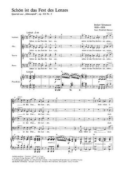 R. Schumann: Schoen ist das Fest des Lenzes op. 101 Nr. 5; a