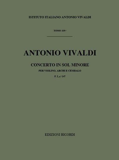 Concerto Per Violino, Archi E BC: Sol Min Rv 323 (Part.)