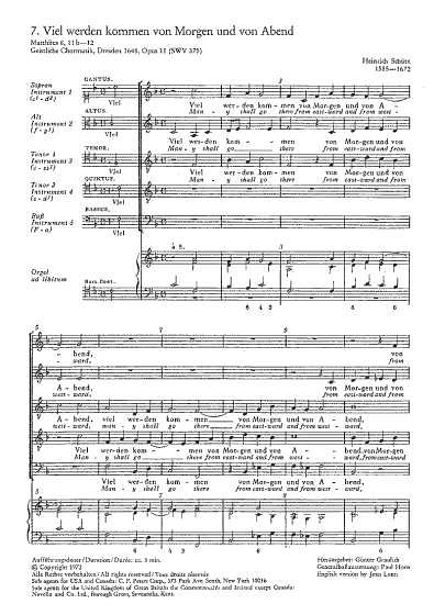 H. Schütz: Viel werden kommen von Morgen und von Abend F-Dur SWV 375 (op. 11, 7) (1648)