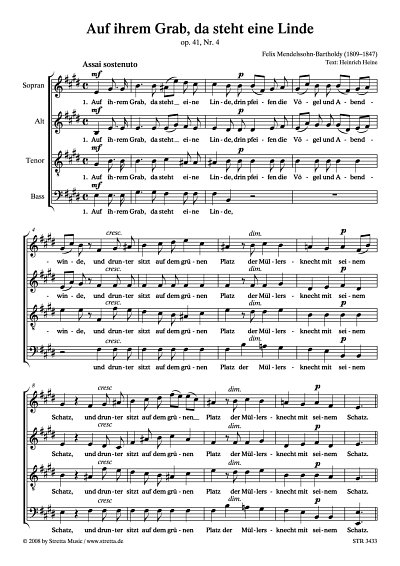 DL: F. Mendelssohn Bartholdy: Auf ihrem Grab, da steht eine 