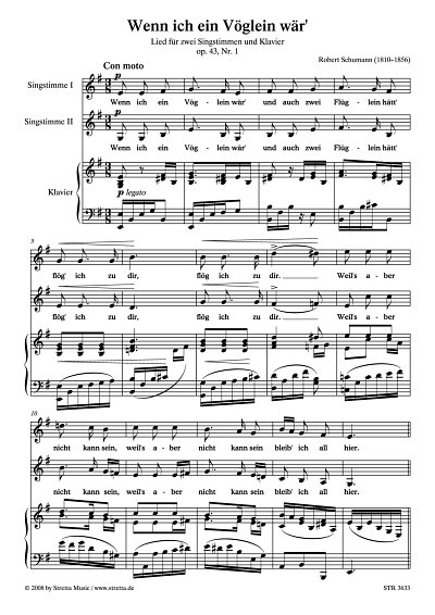 DL: R. Schumann: Wenn ich ein Vöglein wär', 2GesKlav