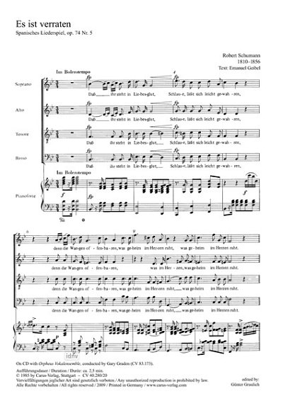R. Schumann: Es ist verraten B-Dur op. 74,5 (1849)