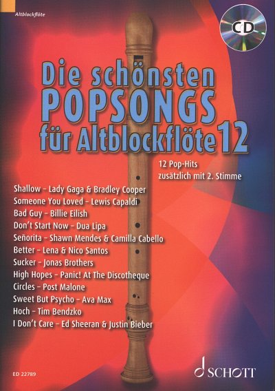 Die schönsten Popsongs für Alt-Blockflöte, 1-2Ablf (Sppa+CD)