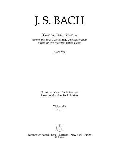 J.S. Bach: Komm, Jesu, komm BWV 229, 2Gch;Instr (Vc)