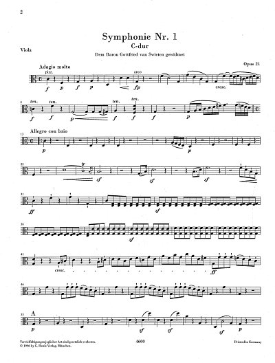 L. v. Beethoven: Symphonie Nr. 1 C-dur op. 21, Sinfo (Vla)