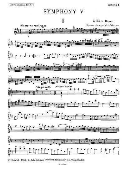 W. Boyce: Symphony 5 D-Dur, Sinfo (Vl1)