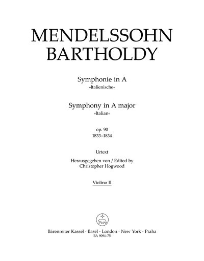 F. Mendelssohn Barth: Symphonie A-Dur op. 90, Sinfo (Vl2)