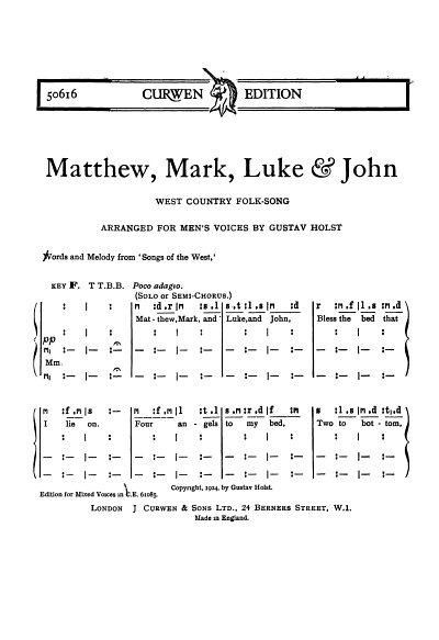 G. Holst: Matthew, Mark, Luke & John, Mch4Klav (Chpa)