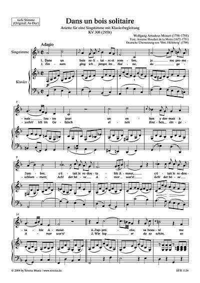 DL: W.A. Mozart: Dans un bois solitaire Ariette fuer eine Si