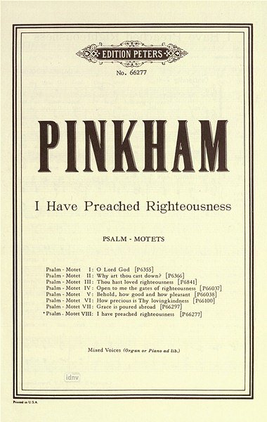 D. Pinkham: I Have Preached Righteousness