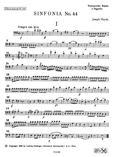 J. Haydn: Sinfonia No. 44 e-Moll Hob. I:44, Sinfo (VcFagKb)