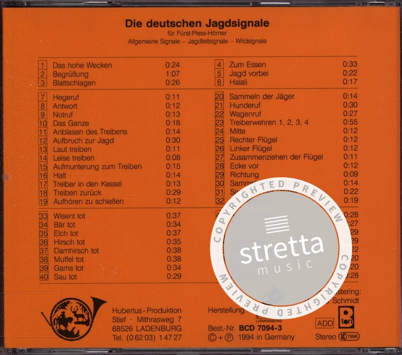 R. Stief: Die deutschen Jagdsignale, Jhrn (CD) (1)