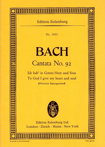 J.S. Bach: Kantate Nr. 92 (Dominica Septuagesimae) BWV 92