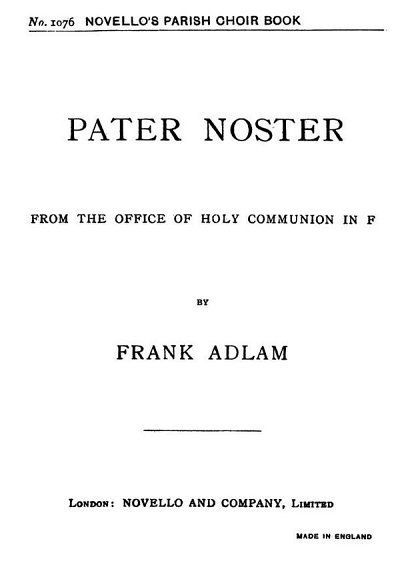 Pater Noster (Lord`s Prayer) In F, GchOrg (Chpa)