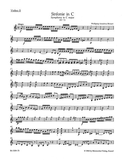 W.A. Mozart: Sinfonie Nr. 9 C-Dur KV 73 (75a), Kamo (Vl2)