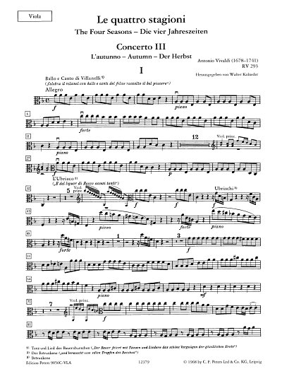 A. Vivaldi: Die Jahreszeiten - Konzert F-Dur op. 8/3 R (Vla)