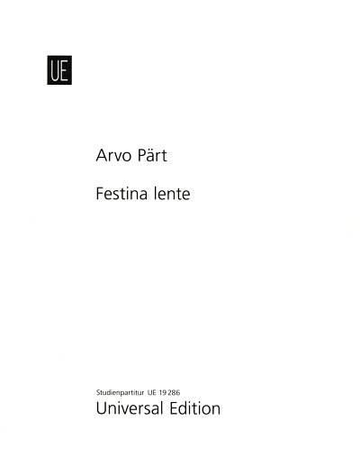 A. Pärt: Festina lente, Str;Harf (Stp)