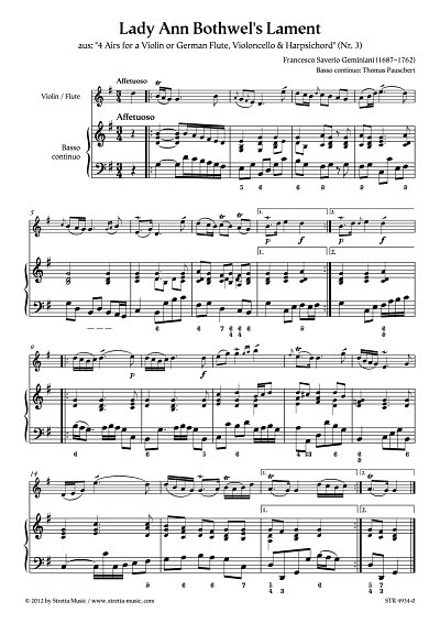 DL: F.S. Geminiani: Lady Ann Bothwel's Lament, Violine, B.c.