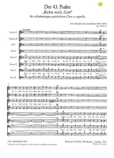 F. Mendelssohn Bartholdy: 43. Psalm 'Richte mich' op. 78