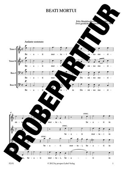 F. Mendelssohn Bartholdy: Beati mortui Nr. 1 op. 115