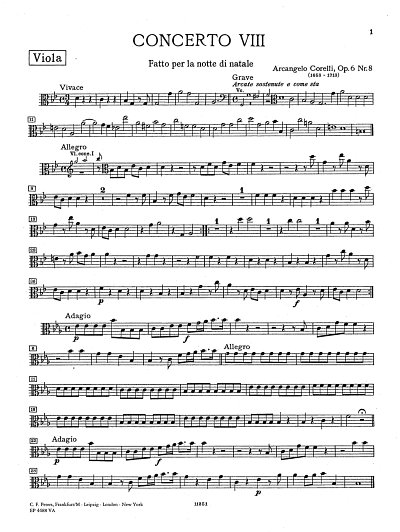 A. Corelli: Concerto grosso g-Moll op. 6/8, 2VlVcStrBc (Vla)