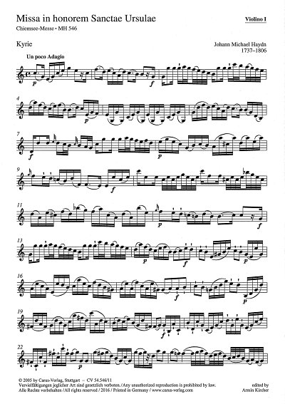 M. Haydn: Missa in honorem Sanctae Ursul, 4GesGch4Orch (Vl1)