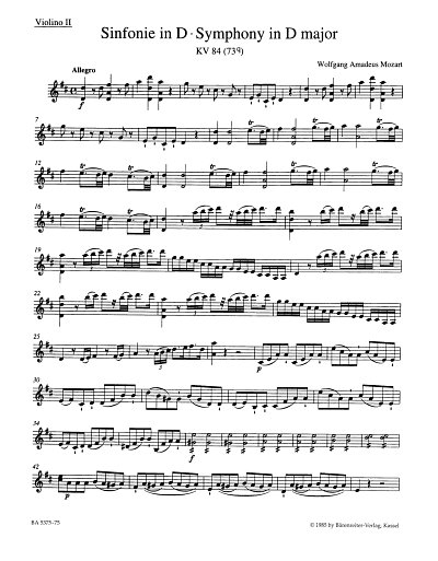 W.A. Mozart: Sinfonie Nr. 11 D-Dur KV 84 (73q), Sinfo (Vl2)