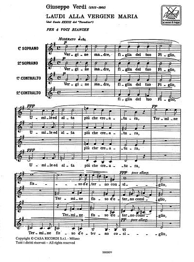 G. Verdi: Laudi Alla Vergine Maria, Fch (Part.)