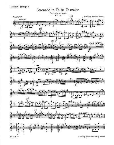 W.A. Mozart: Serenade D-Dur KV 239, 2VlStroPk