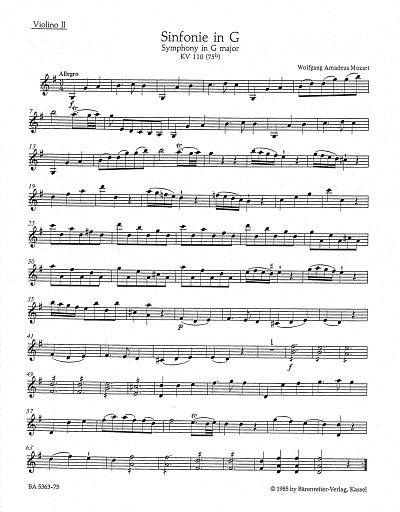W.A. Mozart: Sinfonie Nr. 12 G-Dur KV 110 (75b), Sinfo (Vl2)