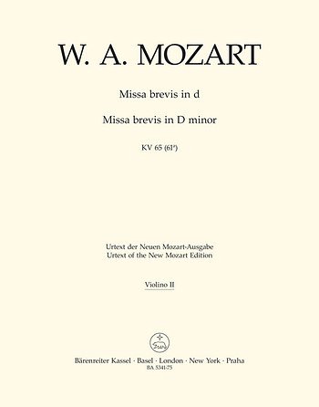 W.A. Mozart: Missa brevis d-Moll KV 65 (6, 4GesGchOrch (Vl2)