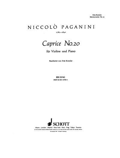 N. Paganini: Caprice Nr. 20 h-Moll, VlKlav (KlavpaSt)