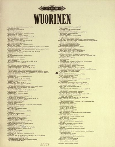 C. Wuorinen et al.: Streichquartett Nr. 2 (1978-1979)