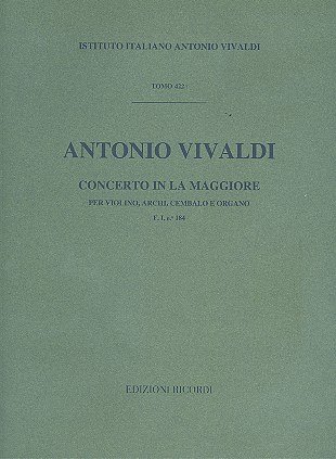 A. Vivaldi: Concerto Per Violino, Archi E BC: In La  (Part.)