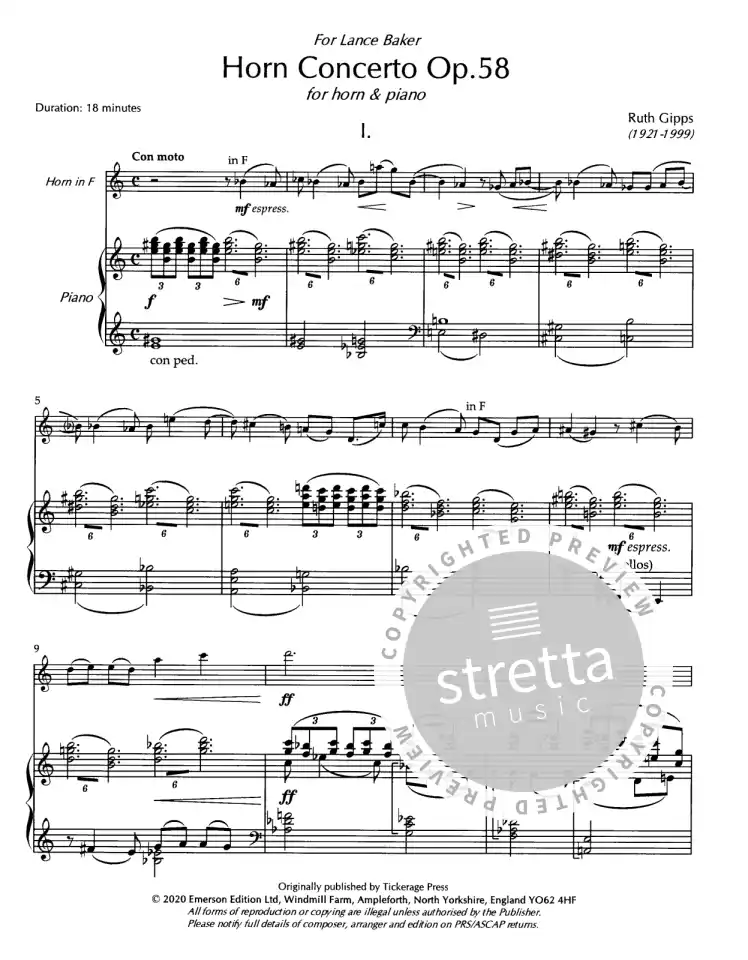 R. Gipps: Horn Concerto Op. 58, HrnKlav (KA) (1)