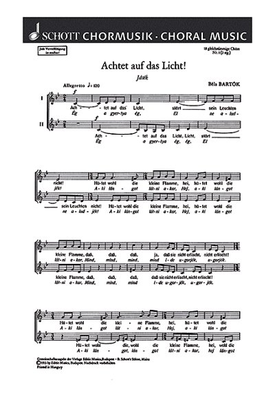 B. Bartók: 18 Chorlieder  (Chpa)