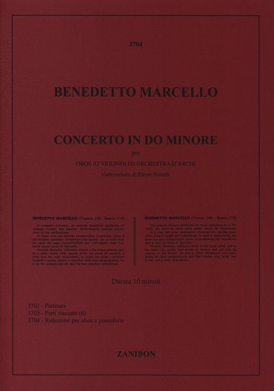 A. Marcello: Concerto In Do Minore Per Oboe , ObKlav (Part.)