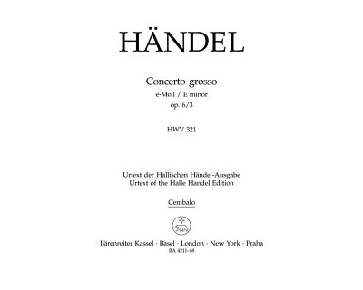 G.F. Händel: Concerto grosso e-Moll op. 6/3 H, StroBc (Cemb)