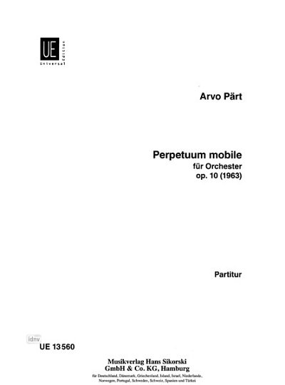 A. Paert: Perpetuum mobile fuer Orchest., Orchester